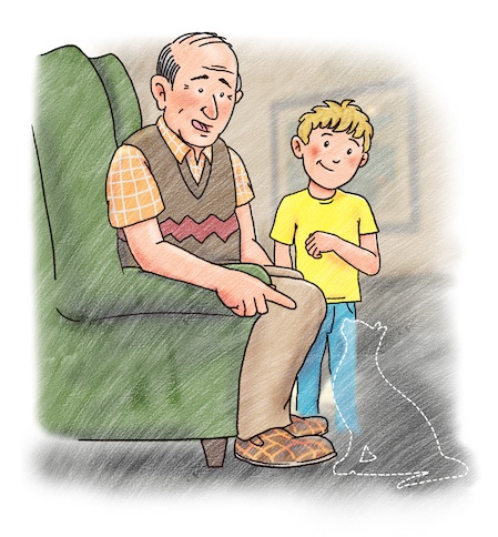 Illustration from I Love My Grandpa children's book about dementia